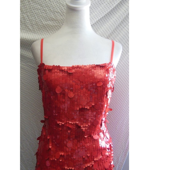 NWT ASOS EDITION Drape Side RED SEQUIN Party COCKTAIL Cami MINI DRESS US 10 - Picture 5 of 13